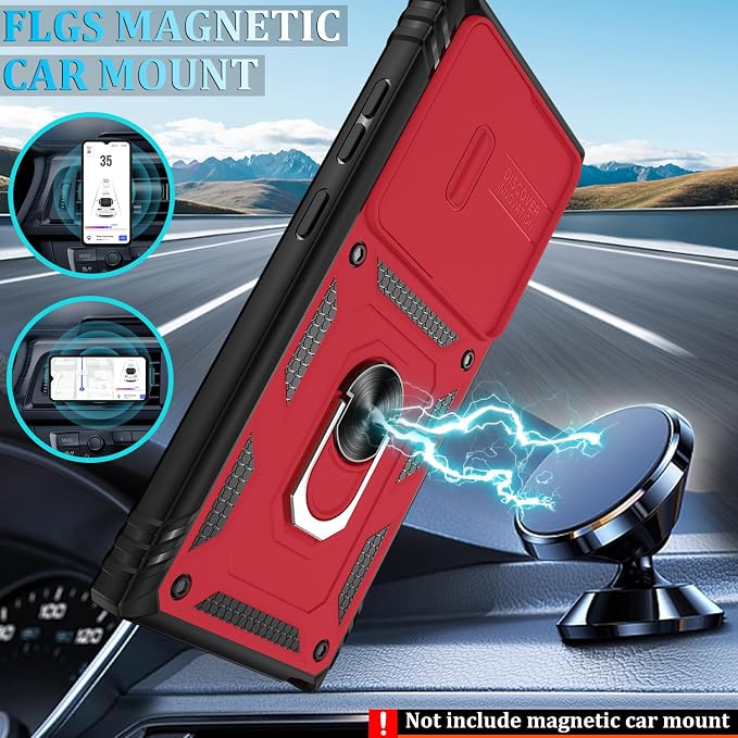 Gritup for Samsung Galaxy S24 Ultra Cases: S24 Ultra Case with 2*Screen Protector | Magnetic Stand & Slide Camera Cover | Shock Proof Military-Grade Funda para S 24 Ultra Cover -Red+Black - Image 6