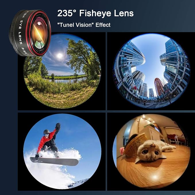Phone Camera Lens Kit 10 in 1 for iPhone Samsung Pixel Android, 22X Telephoto Lens, 0.62X Super Wide Angle Lens&25X Macro Lens, 235° Fisheye,Kaleidoscopes, Starlight，Tripod，for Most Smartphone Black - Image 2