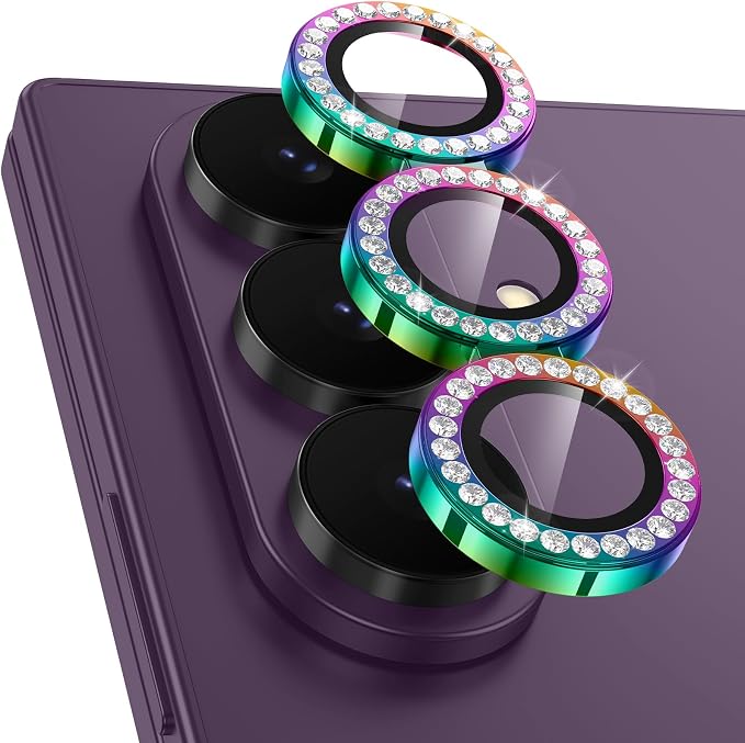 Meshine for Samsung Galaxy Z Fold 8 Ultra Camera Lens Protector,Scratch Proof,Strong Adsorption,9H Hardness with Metal Ring Camera Cover,Case Friendly,Accessories Lens Protector,Shiny Colorful by Meshine