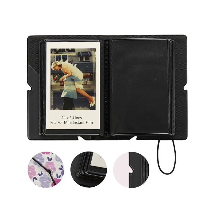 2x3 Instax Mini Photo Album, 28 Pockets. Flat Flowers, 2PK | Portable Wallet Size Album Stores 2x3 inch Instant Photos. Fits Polaroid, Instax Mini, Kodak Mini Prints and Zink. - Image 3