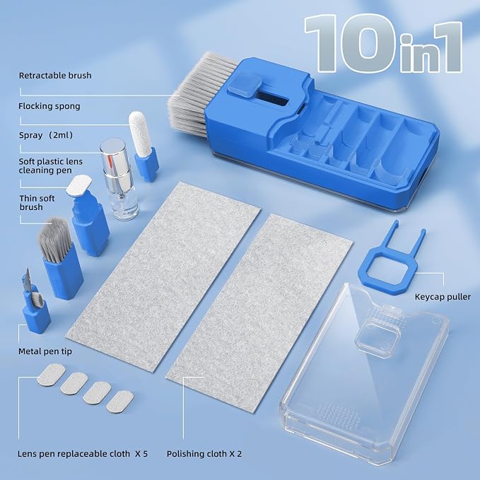 Keyboard Cleaner & Laptop Cleaning Kit, All-in-1 for Computer PC, SkyBlue | Electronics Deep Cleaning Reusable Brush Tool, Screen-Safe Spray, for iPhone iPad Macbook Airpod Camera, Gaming Accessories - Image 7