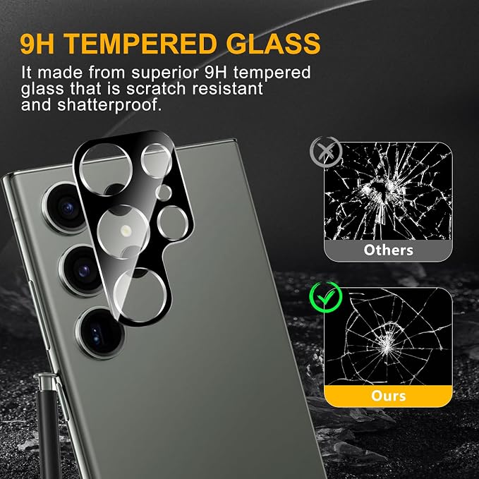 3 Pack Camera Lens Protector for Samsung Galaxy S23 Ultra | Tempered Glass,Anti-Fingerprint,9H Hardness,Scratch Resistant,Easy to Install,Bubble Free,HD Clarity - Image 7