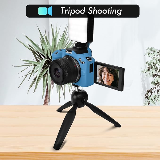 Rieibi EOSR50 EOS R50 Case, Soft Silicone Protective Case for Canon EOS R50 EOSR50 Vlogging Camera, Lightweight EOS R50 Camera Case Cover Grip Body Skin - Blue - Image 6