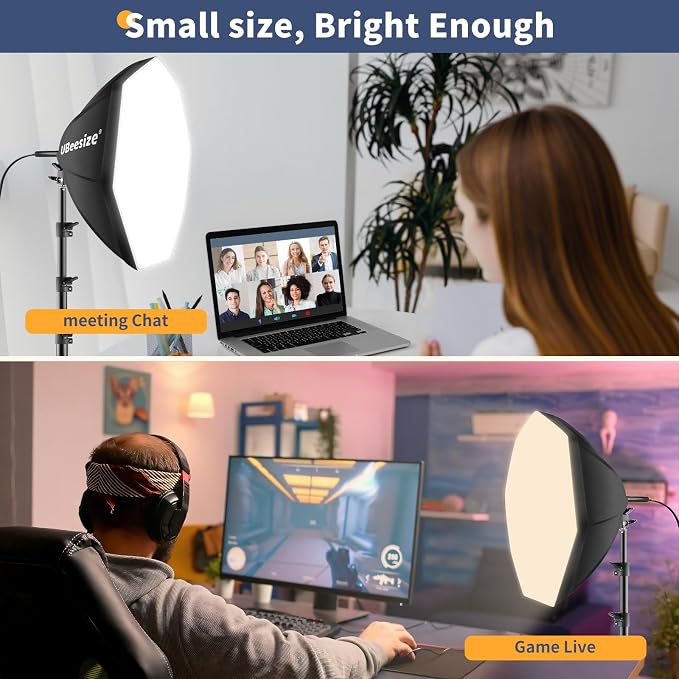 UBeesize Softbox Photography Lighting Kit, 20'' x 20'' Professional Softbox Lighting Kit with 85W 3000-7500K LED Bulbs, Studio Lights for Photography/Live Streaming/Video Recording - Image 4