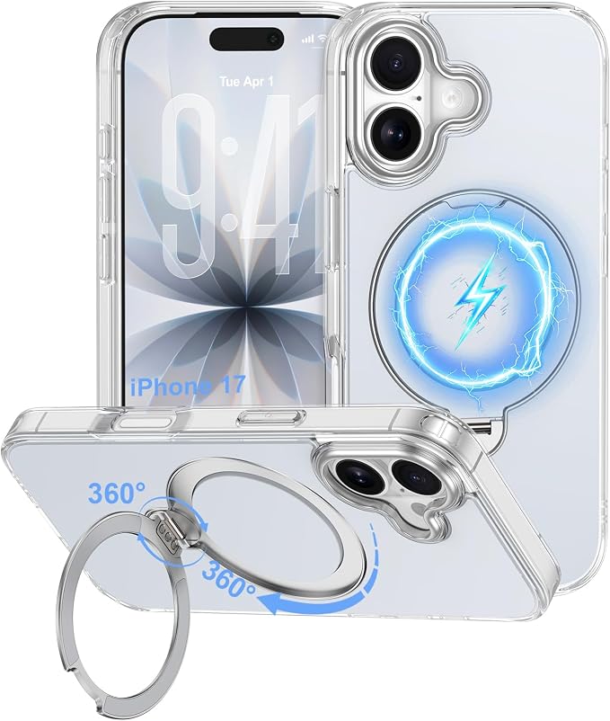 360° Magnetic Ring Stand for iPhone 17 Case,[Compatible with MagSafe] | [Military Drop Protection] Shockproof Phone Case for iPhone 17 6.3'' Magnetic Phone Cover Adjustable Kickstand,Frosted Blue by vifigenmakeyourlifeeasy