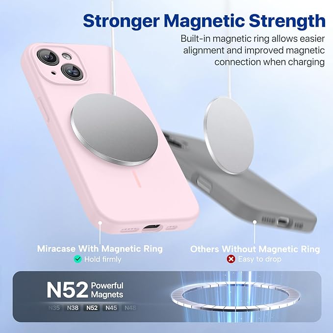 Miracase Silicone & Magnetic for iPhone 15 Case, Sand Pink | Compatible with MagSafe, Soft Microfiber Lining, Premium Silicone Cover Shockproof Drop Protection Phone Case for 15 - Image 5
