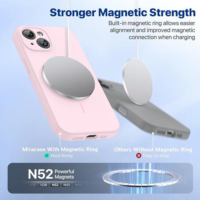 Miracase Silicone & Magnetic for iPhone 15 Plus Case, Sand Pink | Compatible with MagSafe, Soft Microfiber Lining, Liquid Silicone Case Shockproof Drop Protection Phone Case for 15 Plus - Image 4