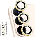 for Samsung Galaxy S26 Camera Lens Protector, Individual Metal Ring Tempered Glass Lens Cover, [Strong Adsorption] Scratch Resistant Ultra-Thin HD Clear Lens Cover, 1 Set-Gold Diamond by Btscase