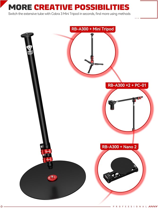 IFOOTAGE A300 Round Base Monopod 60" Aluminum Camera Floor Stand | Tripod Alternative with 1/4" & 3/8" Screw Light Adapter for Camera Tripod Head Ring Light Webcam, Payload 22lb - Image 8