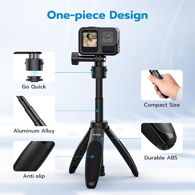 TELESIN 15.75'' Selfie Stick Tripod,Portable Camera Handle Grip Monopod | For GoPro 13 12 11 10 Max/Insta360 X5/AKASO/DJI Osmo Action 6 5 pro Osmo Nano Accessories - Image 5