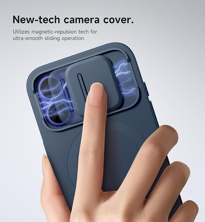 SURITCH for iPhone 16 Case with Magnetic Camera Slide Cover and Adjustable Kickstand, Compatible with MagSafe, Shockproof Bumper Case Slim Protective Cover 6.1 Inch, Blue - Image 4