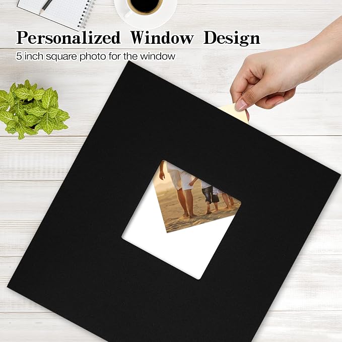 potricher Photo Album 4x6 Pictures, 600 Pockets, Linen Cover, Black | Linen Cover, Front Window, Large Capacity 4x6 Picture Albums, Photo Book for Family, Wedding, Anniversary, Baby, Keepsake - Image 2