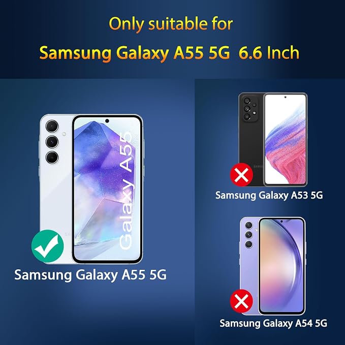 QsmQam 3 Pack Screen Protector for Samsung Galaxy A55 + 3 Pack Camera Lens Protector, Ultra HD Tempered Glass, 9H Hardness, Anti Scratch, Easy Installation - Case Friendly - Image 2