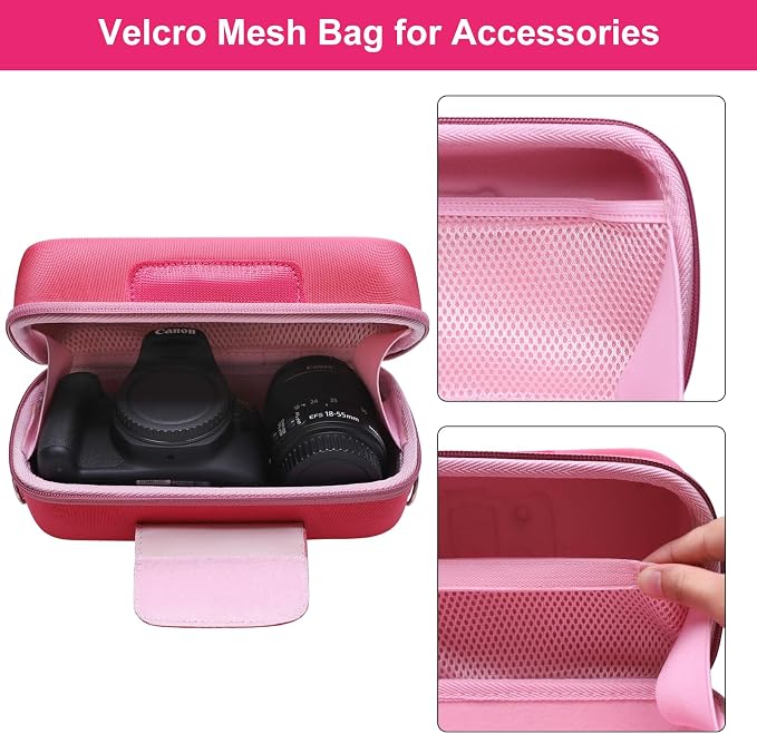 Case for Canon EOS Rebel T7/R50/R100 DSLR SLR Camera and 18-55mm Len Rosein | Hard Carrying Travel Case for Canon EOS Rebel T7/R50/R100/R50 V/T6/R8/R10/RP/SL3/R5/T100 DSLR SLR Camera and 18-55mm Len - Image 4