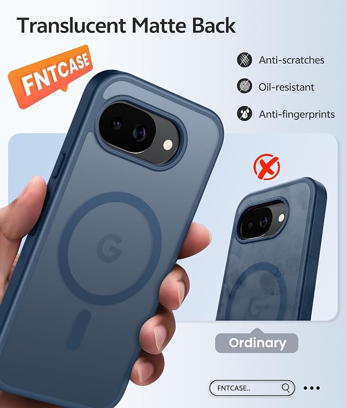 FNTCASE for Google Pixel 10a Case, Fit for Magsafe, with Screen Protector | Translucent Matte Magnetic Back, 14FT Military Grade Drop Protection, Slim Shockproof Protective Phone Cover, Blue - Image 6