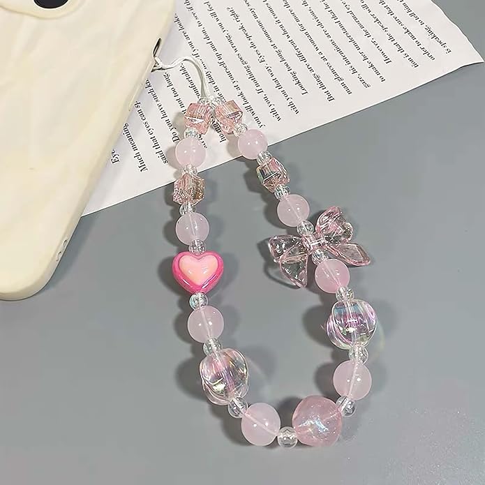 Beaded Phone Charm Lanyard Strap Girly Style Fixed Beads Pearl Lanyards - Image 2