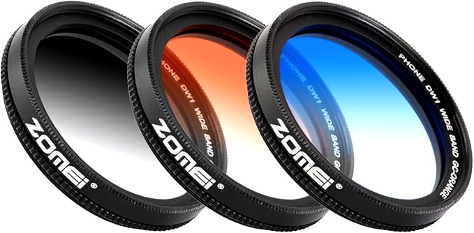 Zomei 5 in 1 Universal 37mm Cell Phone Clip-On Graduated Gray Orange Blue Red Filter Kit Camera Lens with Universal Clip for iPhone Huawei Samsung Xiaomi Smartphones - Image 2