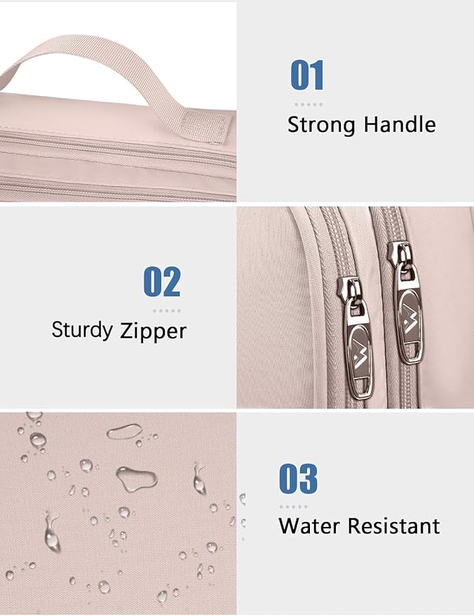 MATEIN Travel Cord Organizer for Women, Large Tech Storage Bag, Soft Pink | Water Resistant, Electronic Accessories Case with Handle, for Cord, Cables, Cellphone, Tablet (Up to 12.9inch), Powerbank - Image 4