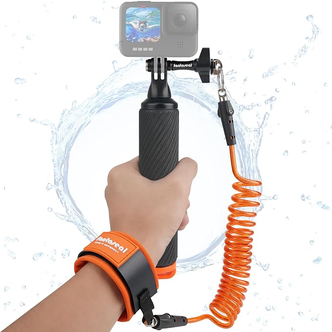 Action Camera Non-Slip Handler Floating Hand Grip Holder Mount | Steel-cored Safety Wrist Strap for GoPro DJI Insta360 Olympus Akaso Underwater Diving Surfing Snorkeling Rafting Kayaking by Fantaseal