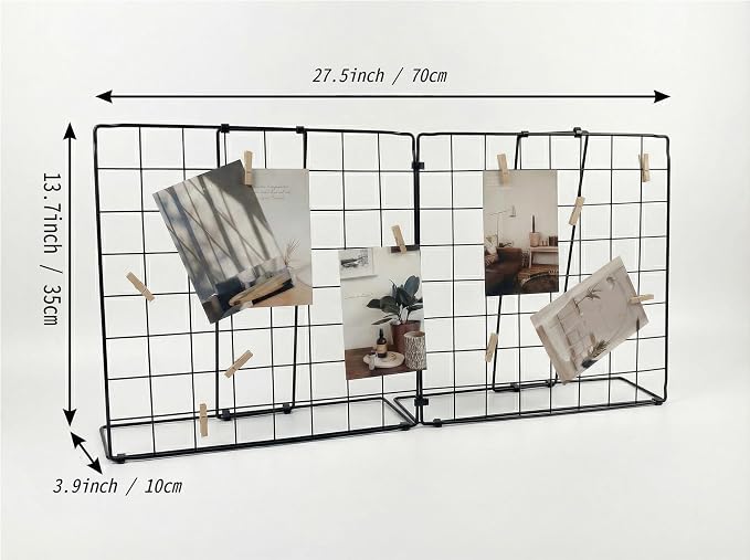 Double-Sided Foldable Desktop Photo Display Board Black | 20 Wooden Clips, Message Board, Detachable to 2 Small Photo Stands, Accessory & Handcraft Display Board for Home & Office - Image 2