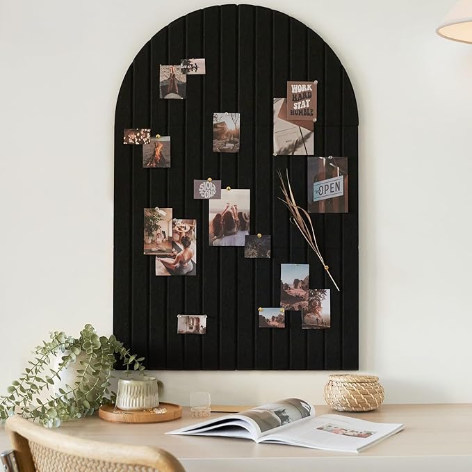 Large Arched Felt Bulletin Board - 6 Customizable Adhesive Tiles with Pins | Stylish 35" X 24" Cork Board Alternative for Office and Wall Decor - Perfect to Display Your Photos by ZICOTO
