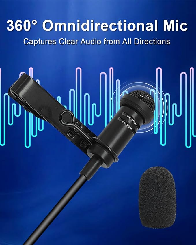 Lavalier Lapel Microphone Omidirectional Condenser Microphone for DJI Mic 2,Mic for Rode Wireless GO 2 / II Transmitters(Standard 3.5mm TRS Plug for DJI and for Rode) - Image 3