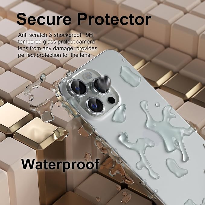 Misea Compatible for iPhone 16 Pro/iPhone 16 Pro Max Camera Lens Protector | 9H Tempered Glass Ultra HD Bling Camera Screen Protector Cover Metal Individual Ring Decoration Accessories, Silver - Image 3