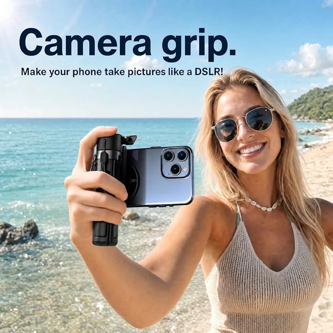 6-in-1 Magnetic Mini 20.5'' Selfie Stick for iPhone with LED Light. Can Converts into Mini Tripod/Phone Camera Grip/Handheld Stabilizer/Phone Stand. Selfie Stick with Rechargable Remote - Image 2