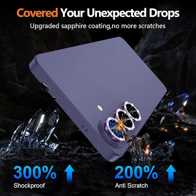for Samsung Galaxy S26 Plus Camera Lens Protector, Individual Metal Ring Tempered Glass Lens Cover, [Strong Adsorption] Scratch Resistant Ultra-Thin HD Clear Lens Cover, 1 Set-Violet Diamond - Image 5