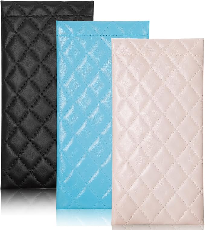 TRIUMPH VISION Eyeglass Case Glasses Case Soft Sunglass Pouch Sleeve 3 Pack | Slim Lightweight Alternative to Bulky Case, Leather Lined Protect Lens, Squeeze Easy to Use, Stylish Portable for Daily Use by TRIUMPHVISION
