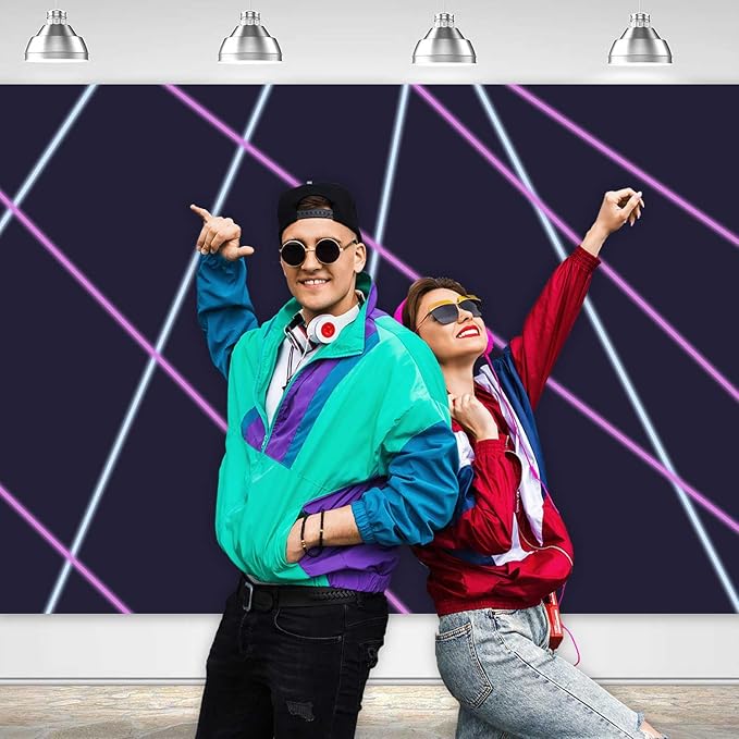 Laser Line Photography Backdrop Neon Laser Tag Birthday Party Night Game On Indoor Photobooth Background Glow Photo Studio Backdrops Fabric 8x10ft - Image 4