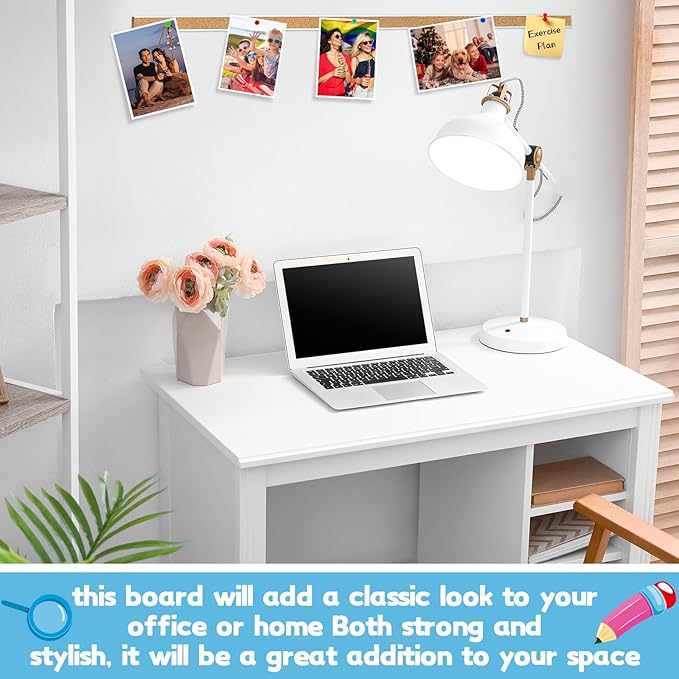 Threehoney 5 Pcs Cork Strips 48"x1" Bulletin Bar Strip, Aluminum Wall Trim | Brown Cork Boards with Accessories, Notes Photos Memos Display, for Wall Organization Classroom Office Home - Image 6