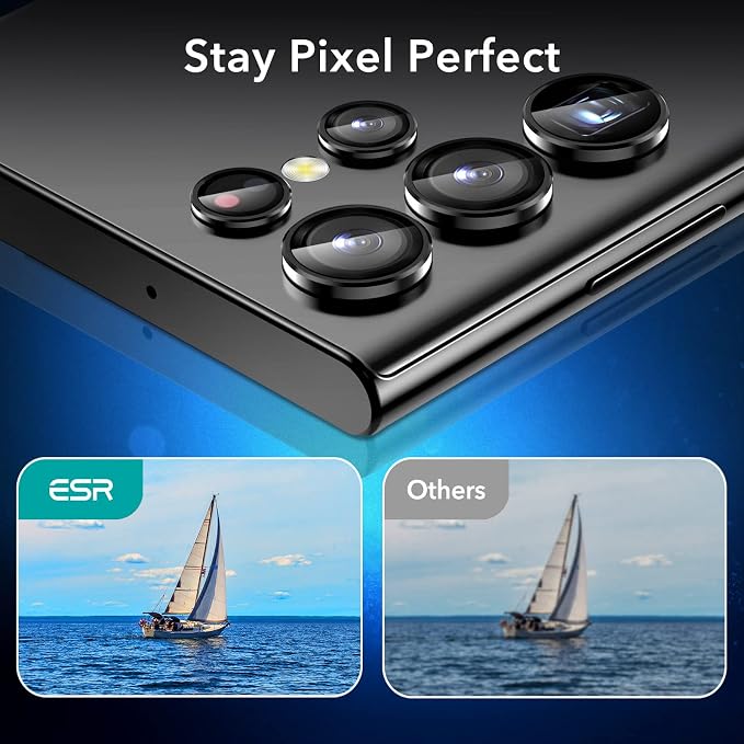 ESR for Samsung Galaxy S22 Ultra Camera Lens Protector, 5 Pack, Black | Individual Camera Cover, 9H Tempered Glass, Original Camera Clarity, Scratch-Resistant, Case Friendly - Image 7