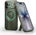 Dexnor for iPhone 17 Case with Slide Camera Cover & Adjustable Kickstand, Compatible with MagSafe, Rugged Shockproof Bumper Cases Heavy-Duty Magnetic Protective Cover,6.3 inch,Army Green by Dexnor
