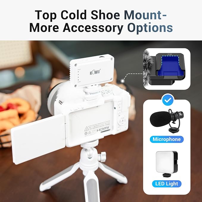 JJC Cold Shoe Wind Muff for Canon EOS R50 V R50V Camera(Not for R50), Black | Furry Windshield with Shoe Adapter Mount Holder for LED Light Microphone Attachment, Canon R50V Vlogging Accessories - Image 4