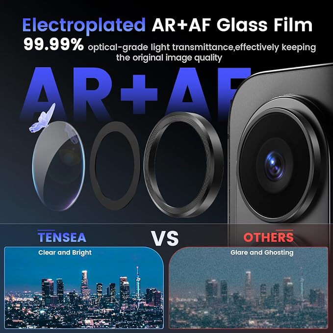 Tensea Compatible with Samsung Galaxy S26 Ultra Camera Lens Protector | 9H Tempered Glass Camera Cover Screen Protector Metal Individual Ring [Installation Tray][Case Friendly] - Image 3