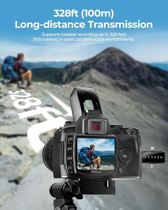 PQRQP 3 in 1 Wireless Mini Microphone for iPhone, Android, Camera,328ft Range, 18H Battery Life,High-Fidelity Audio Clip on Mic for Content Creators-Soot Black - Image 7