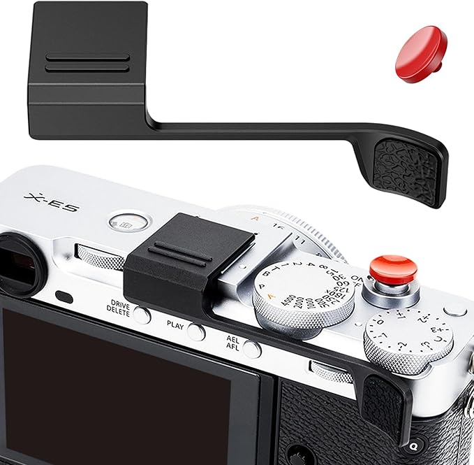 X-E5 Thumb Grip w Shutter Button & Full-Coverage for Fujifilm XE5 - Black | Aluminum Alloy X-E5 XE5 Camera Thumb Grip with Hot Shoe Cover Protector Thumb Rest Support Holder Not Affect The Use of Dial by JJC