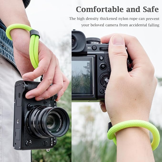 VOVMOEYA Camera Wrist Strap Rope,Camera Hand Strap Compatible with Fujifilm Nikon Canon Sony DSLR Camera - Fluorescent Green - Image 4