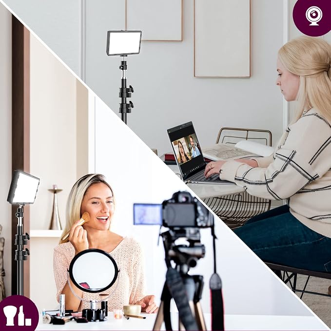 Photography Lighting Kit Dimmable 5600K USB Led Video Studio Streaming Lights with Adjustable Tripod Stand and Color Filters for Table Top/Photo Video Shooting - Image 6