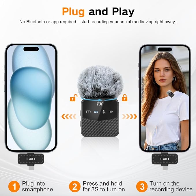 Professional Vlogging Kit for iPhone/Android, 70”Auto Face Tracking Tripod for iPhone with Light, 25H Battery Life Wireless Microphones,Content Creator Kit for TikTok/YouTube Starter - Image 4