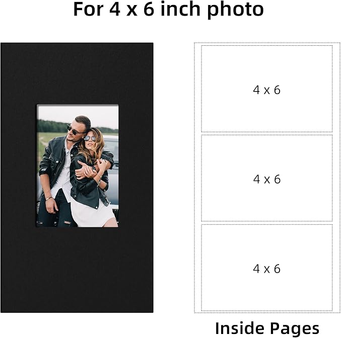 4x6 Slip In Photo Album Holds 300 Pockets Cloth Cover Black | DIY cover window, Acid free pages, PVC free pockets, Family Travel Wedding, Gift ready - Image 6