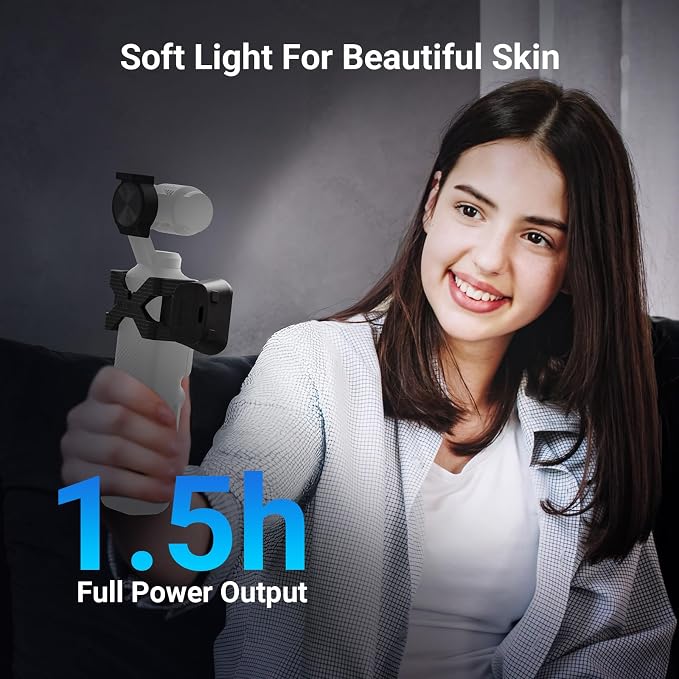 NEEWER BASICS Magnetic Auxiliary Light Compatible with DJI OSMO Pocket 3 Camera Creator Combo, 1.3W Rechargeable Plastic Mini LED Fill Light Attachment w Upgraded Mounts for Video Recording, M21 Black - Image 4