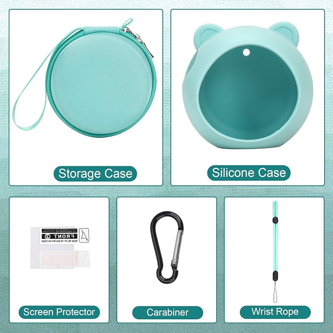 YouKnow Travel Case and Silicone Cover Compatible with Punirunes Interactive Toy Digital Pet, with Full Coverage PET Clear Film (Silicone and Carrying Case) (Teal) - Image 2