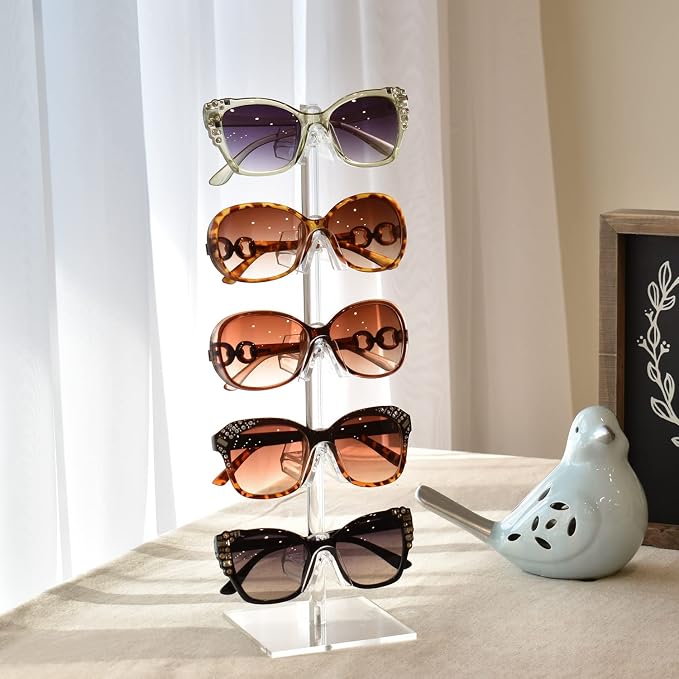 MOOCA 2-Piece Acrylic Eyewear Display Stand, Holds 10 Frames | Eyewear rack with oversized supports displays large sunglasses and eyeglasses for show,store,home and easy assemble.' - Image 6