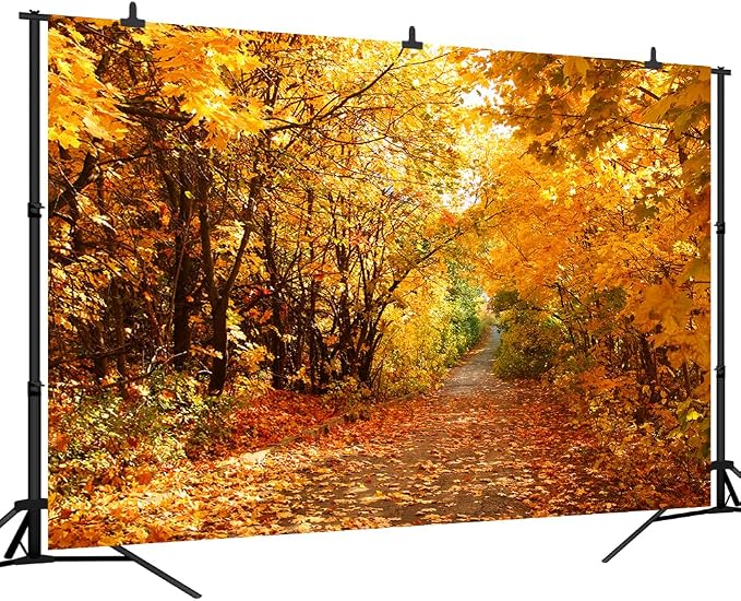 7x5 FT Fall Leaves Forest Autumn Backdrop Wedding Party Park Bridal Shower Theme Background for Photography YouTube Outdoor Travel Family Birthday Photo Props, Clear - Image 6