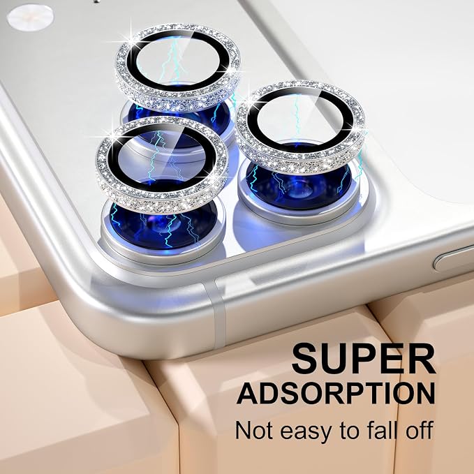 Misea Camera Lens Protector for iPhone 17 Pro Max/17 Pro, Silver Glitter | Bling Upgraded Look, 9H Tempered Glass Individual Metal Camera Cover, Anti-Scratch, Strong Adsorption, Case-Friendly - Image 5