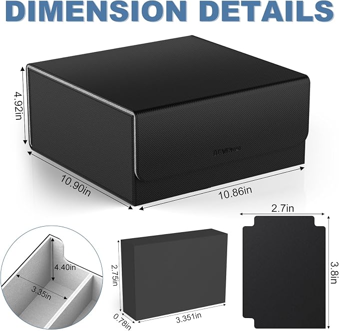 Mlikero Card Deck Case, Trading Card Storage Box for Magnetic Cards Holder and Hard Plastic Cards Protectors, Leather Magnetic Closure Deck Box Fit for MTG, TCG - Image 5