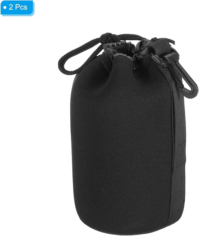 PATIKIL Camera Lens Bag, 2 Pcs 3.5" IDx7.1 H Drawstring Lens Pouch with Thick Protective Neoprene, Lens Case for DSLR Camera Lens, Water Coffee Cups Black - Image 3