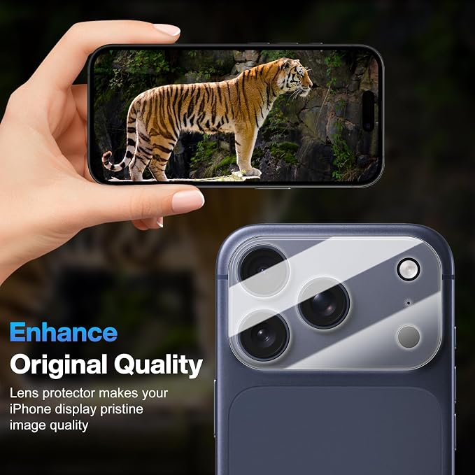 Camera Lens Protector (2 Pack) Compatible with iPhone 17 Pro 6.3" Camera Lens Cover Protection, 9H Tempered Glass, HD Clear Anti-Scratch, Triple-Lens, Clear Shield, Case Friendly - Image 3